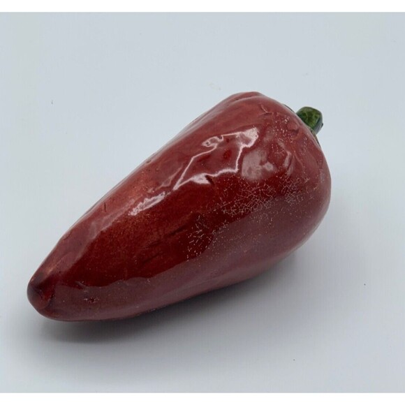 Vintage Italian Art Pottery Red Pepper 6" Majolica Vegetables Hand Painted - Picture 9 of 13
